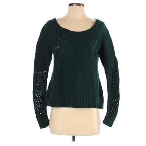 American‎ Eagle Outfitters Pullover Sweater Size M Forest Green Open Cable Knit